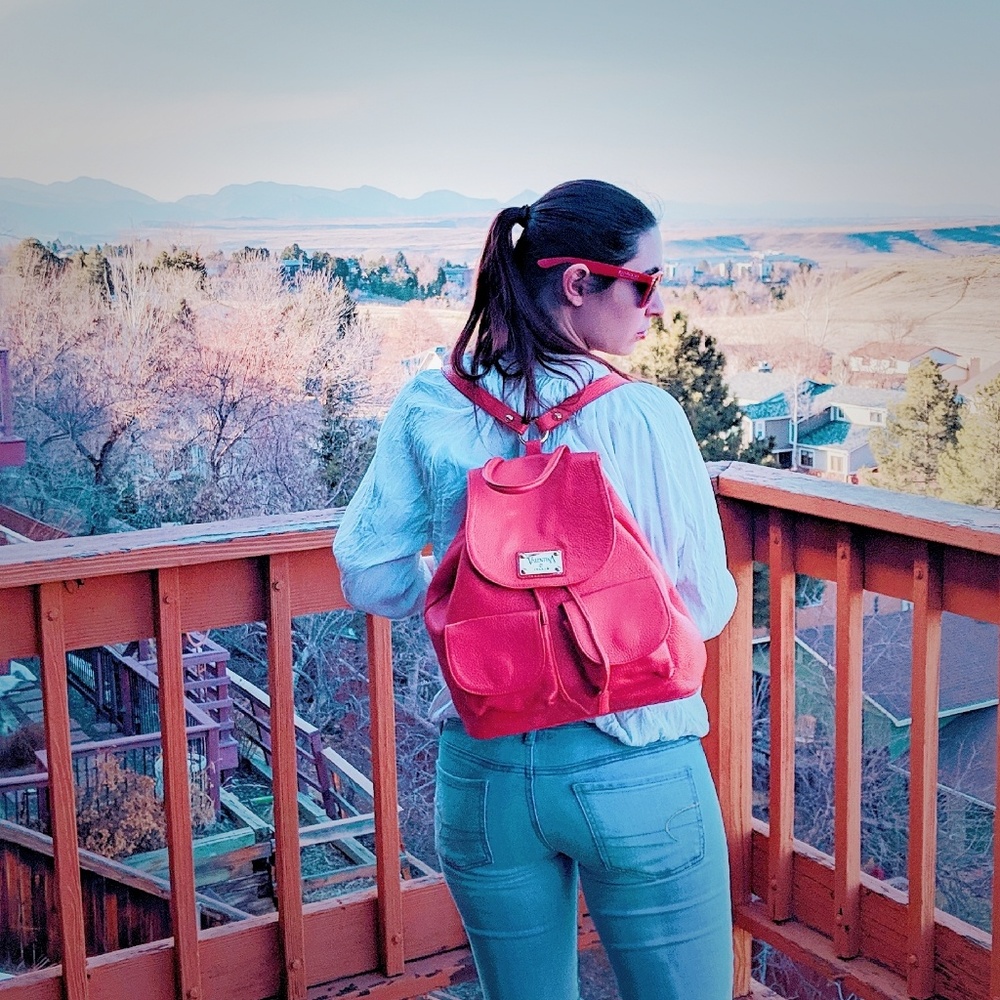 Valentina Italia coral backpack